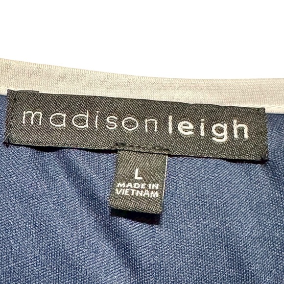 Madison Leigh Navy Textured Cold Shoulder Dress size large - Picture 8 of 10